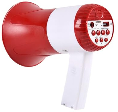 Funien Megafonhögtalare 50 W ström bärbar bullhorn megafon röst och siren/larmlägen volymkontroll USB-flashenhet TF-kort BT larm megafon förstärkare