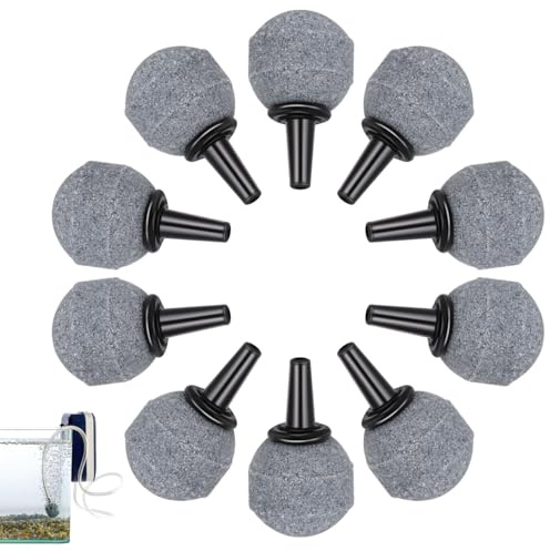 HANABASS Lot de 10 pierres d'air pour aquarium - 20 mm - Diffuseur minéral | Fines bulles d'air, soutient la circulation de l'eau, pour pompes à air, réservoirs à poissons et hydroponie