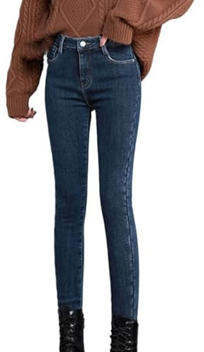 Damen-Leggings mit hoher Taille, Fleece-gefüttert, Thermo-Denim-Jeggings, hohe Taille, dehnbare Jeans-Leggings, stilvolle Skinny-warme Leggings für Frauen, Schwangerschaftsleggings für Frauen,