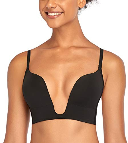 DotVol Damen Tief V-Ausschnitt Push up BH Convertible Bügelloser Multiway Bra(85B, Schwarz)