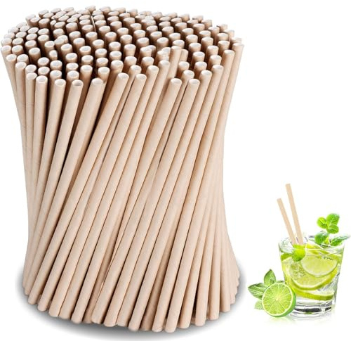 Papperssugrör, sugrör papper diameter 6 mm 19,7 cm, sugrör, papper sugrör, lämplig för cocktails, kaffe och fester 400 stycken (brun)