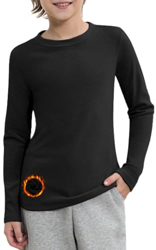 COMFREE Camisetas térmicas de manga larga para niñas y niños, jersey cálido de manga larga, camiseta con forro polar interior, ropa interior térmica, parte superior, ropa interior funcional 6-14 años