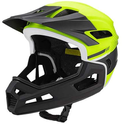 perfk Casco Integrale da Bici con Fodera Rimovibile E Lavabile, Attrezzatura da Ciclismo, Casco da Mountain Bike per Donne, Uomini E Adulti, attività all, Giallo Fluorescente