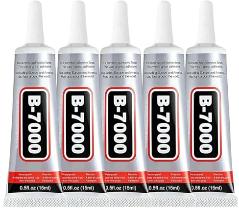 LINKKNOB 15ML 5Pcs B7000 Super Glue | Clear Multi-Purpose Adhesive with Precision Needle Tip | Strong Flexible Glue for Phone Repair, Jewelry, Fabric, Leather, DIY Crafts