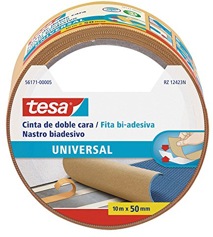 Tesa TE56171-00005-11 Cinta Doble cara Universal 10 m x 50 mm, Beige, Standard
