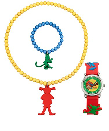 Pippi Langstrumpf Mädchen Analog Quarz Uhr mit Silikon Armband PEG211-918