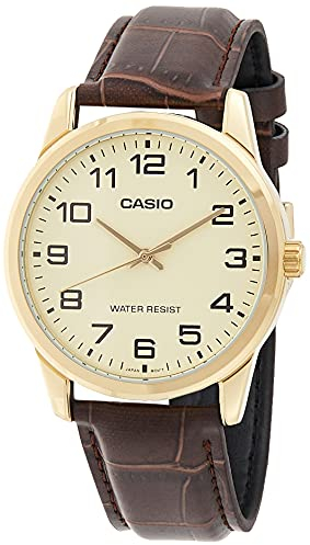 Casio Men Analog Watch with Leather Strap MTP-V001GL-9B