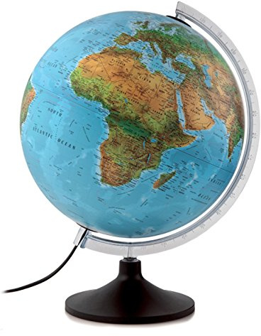 Atmosphere - Globo terráqueo con esfera de plástico, iluminada, en castellano, 30 cm, color azul (Mapiberia Sold B)