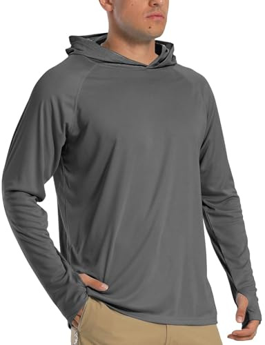 TACVASEN Sweat a Capuche Homme Été T Shirt Anti UV Rashguard Tee Shirt Manche Longue Homme Hoodie Natation Chemise de Plage Sport Nautique Gris, 3XL