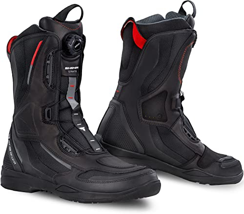SHIMA STRATO Motorradstiefel Herren und Damen - Motorrad Wasserdicht Stiefel Tourenstiefel Schuhe Männer Leder Schwarz (Herren, Vented, 44)