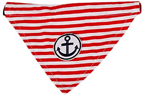 MEGA NOCKO Bandana Halstuch für Hunde und Katzen, gestreift Segeln Anker stabiles Hundehalsband Nylonhalsband waschbar mit Verstellbarer Halsgröße Pet Katzenhalsband in rot oder blau