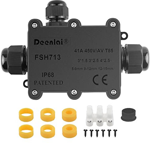 Elezenioc IP68 Waterproof Junction Box, Outdoor 3 Way M20 Black Plastic Armoured Cable Connector, Diameter 5mm -15mm Wire Gland External Waterproof Electrical Junction Boxes