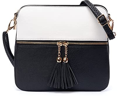 Woodland Leathers Women's Black Small Crossbody Handbag with Adjustable Strap, 3 Compartments, Minimalist Design, Occasions, Casual Leisure