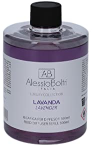 AlessioBoltri | Ricarica 500 ml, per diffusori a Bastoncini, profumazione Lavanda. Made in Italy.