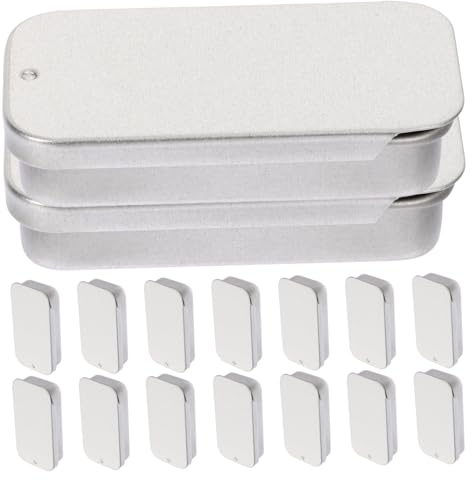 VILLCASE Lot de 16 petites boîtes rectangulaires en métal avec couvercle coulissant - 50 x 25 x 10 mm - Argentées - Pour bonbons, cosmétiques, bijoux