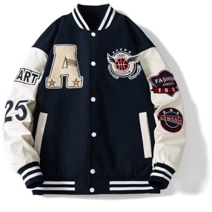 YeGang Men's Varsity Jackets - College Bomber Jacket Vintage Sweatshirt Casual Unisex Streetwear Y2k Oversized Coats with Patch