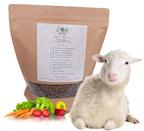 Wollblüte Schafwollpellets/Natürlicher Dünger/Langzeitdünger für Gemüse - Obst - Garten und Zierpflanzen 2500g