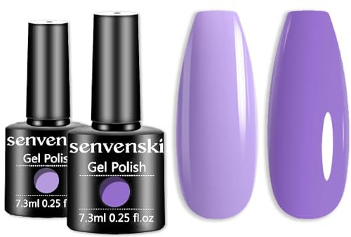 Senvenski Taro Purple Gel Nail Polish Kit - UV/LED Soak Off Nail Art Set with Nude Light Purple Mauve Lavender Lilac Colours | Manicure Gift Kit for Women Salon Home Use (CS2-021)