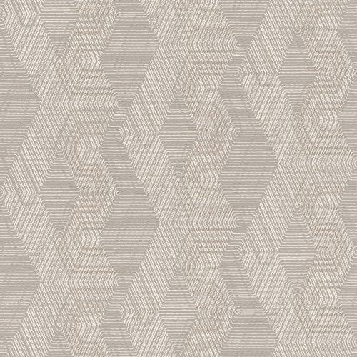 Rasch African Queen 751932 Papier peint intissé avec motif textile géométrique en gris, beige de la collection African Queen, 10,05 m x 0,53 m (L x l)