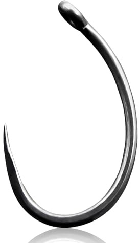 9KM DWLIFE Fishing Hooks 50pcs,Barbless Carp Fishing Hook Curved Shank/Wide Gape for Fishing Rigs Tackle Set up Size 8