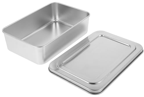 Garneck Caja De Hornear Con Tapa De Acero Inoxidable Bandeja Para Pan y Pasteles Herramienta De Cocina Resistente y Fácil De Limpiar Para Pizza y Postres