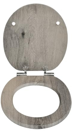 SINOBATH Abattant de WC avec système d'abaissement automatique, de qualité supérieure et stable, en bois (vieux bois)