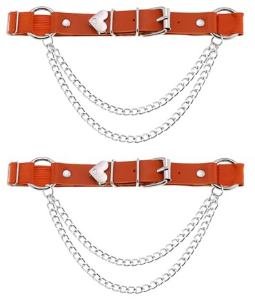 alisikee Giarrettiera regolabile con catene, giarrettiere elastiche punk coscia per donne, 1 paio, Arancione, taglia unica