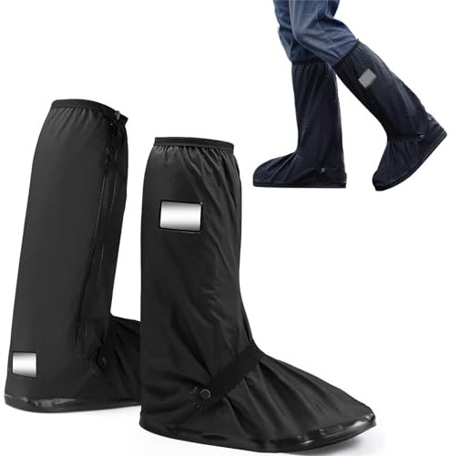 Copriscarpe Impermeabili, L Sovrascarpa Impermeabile, Copriscarpe Impermeabili Modello Rinforzato Alti Neri, Copriscarpe Riutilizzabile Stivali di Copriscarpe, Per i Giorni di Neve