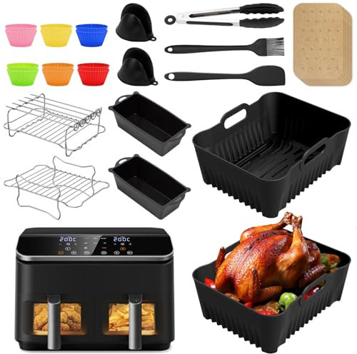 Cosori Accessoires pour friteuse à air chaud Cosori 8,5 l, accessoires Airfryer pour friteuse à air chaud Cosori CAF-R901-AEU, moule en silicone Air Fryer Accessoires pour Cosori Dual Zone