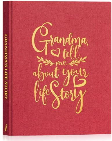 Lanpn Mormor Berätta historien om ditt liv med 260 frågor, livets dagbok mormor pratar om dig bokminnen födelsedag mors dag jul present mormor roty bok, röd