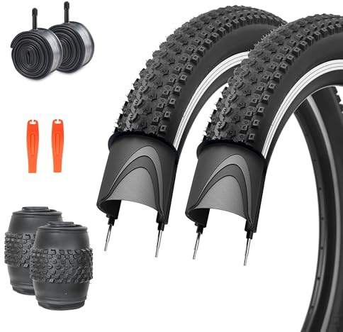ZUKKA 2-pack 30TPI cykeldäck 26 x 2,125 tum 57–559 vikbara däck cykelrock och 2-pack 26 tums slang 26 x 1,75/2,125 för mountainbike stadscyklar MTB-hybridcykel, svart