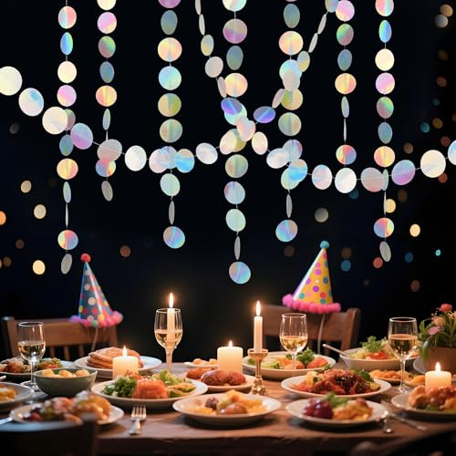 8 Pezzi 4m Ghirlanda di Carta Decorazione Scintillante Rotondo Striscione da Appendere, Ghirlanda di Carta Glitterata Rotonda a Cerchio per Matrimonio, Compleanno, Natale Festa Compleanni, Carnevale