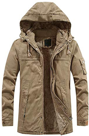 RUMAOZIA Manteau pour homme Parka Bundeswehr Veste doublure polaire avec capuche Manteau d'hiver Nombreuses poches Veste militaire épaisse Longue Thermo Parka fonctionnelle chaude Outdoor Veste