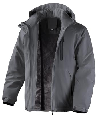 Flyplus Veste d'hiver pour homme Doublure polaire chaude Veste de ski imperméable coupe-vent respirante avec doublure en polaire amovible Veste softshell épaisse