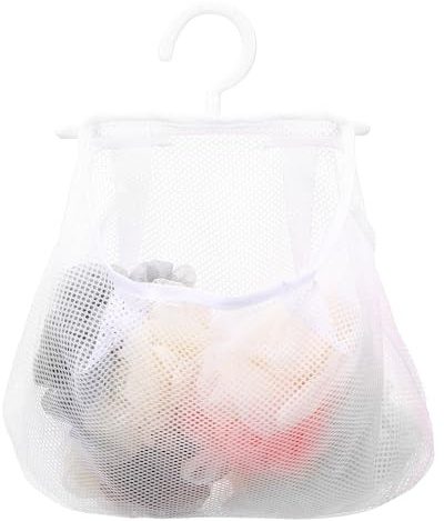 NUSITOU Borsa a Rete da Appendere 34,7x27,6 Cm Bianca, Borsa Portatile per Mollette da Bucato Cuciture Rinforzate, Organizer Salvaspazio Versatile per Casa, Balcone e Viaggio