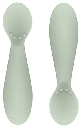 Tiny Spoon 2er-Set für Babys Salbei – ergonomisches Silikonbesteck für den Beikoststart, weiches Material, fördert Greif- & Essfähigkeiten, ab 6 Monaten
