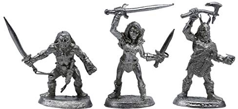 IRON WIND METALS 3 Piece Barbarian Dwarves Set - 100% Lead-Free Pewter - Classic Fantasy Miniatures for 28mm Table Top Games - Made in USA - RAL Partha Miniatures