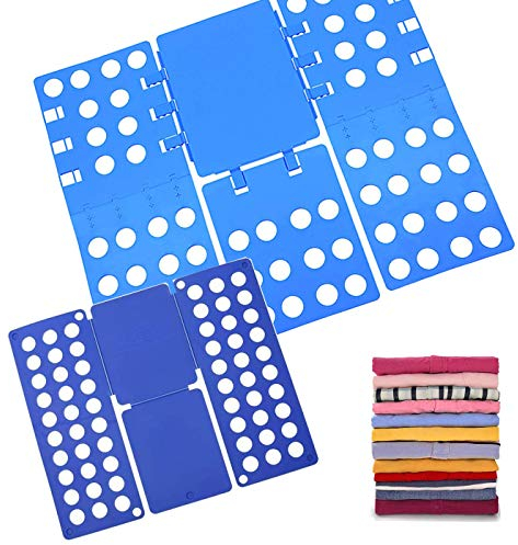 Laufunjoy 2 Stück Wäsche Faltbrett, Hosen Hemden Wäsche Kinder- und Erwachsen-Faltbrett Falthilfe T Shirt Falten Zusammenlegen Wäschefaltbrett Hemdenfalter Wäschefalter für Wäsche Kleidung (Blau)