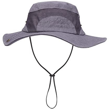 Sombrero para el Sol Hombre Sombrero de Pescador Sombrero Safari Verano Protección UV Transpirable Plegable ala Ancha Bucket Hat Pesca Hat A#Gris