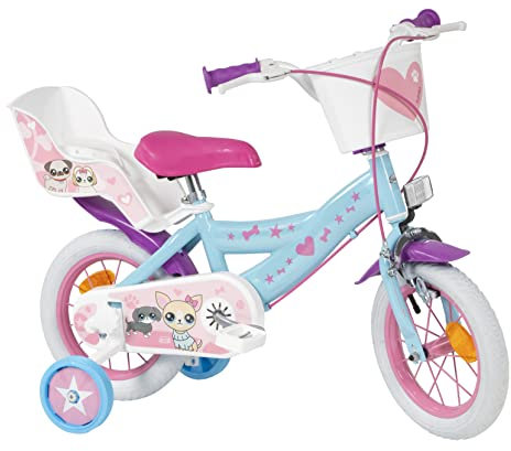 TOIMSA Kinderfahrrad Pets 12 Zoll mit Stützrädern Korb Puppensitz 3-5 Jahre