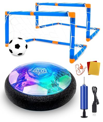 Maxesla Air Power Fußball Set, Wiederaufladbar Hover Soccer Ball Fussball mit weichen Schaumstoff-Protektoren und LED-Licht, Air Power Soccer mit 2 Toren, Geschenke für Kinder von 3 bis 12 Jahren