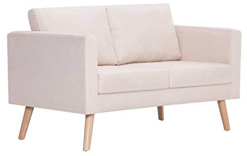 vidaXL Divano a 2 posti a sedere per soggiorno e salotto Set di divani per interni e ufficio mobili per la casa modulare Chaise Lounge Poltrone reclinabili in tessuto crema