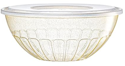 Decorline Juego de 3 cuencos de 2,5 litros sin tapa, cuenco redondo, cuencos para servir, ensaladera, irrompibles, reutilizables, sin BPA, cuenco de plástico (3 x 24 cm, dorado brillante)