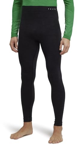 FALKE Herren Baselayer-Hose Wool-Tech Long M Ti Wolle Funktionsmaterial schnelltrocknend 1 Stück, Schwarz Black 3000, L