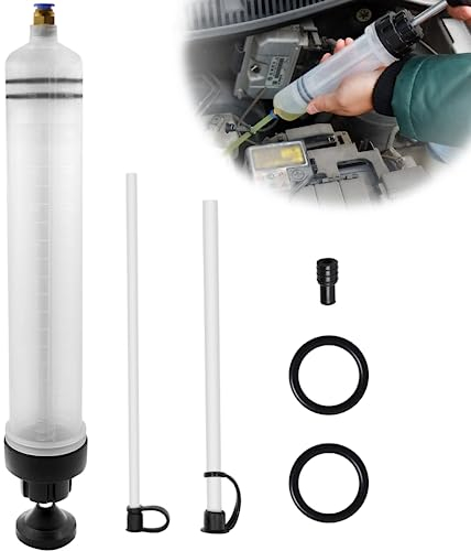 Ölabsaugpumpe 500ml Handpumpe, Ölansaugpumpe, Ölspritze mit 2 Schlauch und Ein Paar Ersatzgummiringe, Geeignet für Bremsflüssigkeit, Getriebeöle, Kühlmittel, Motor, Ölabsauger Umfüllpumpe