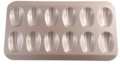 Carbon Steel Madeleine Pan,12-Cavity Heavy Duty Nonstick Cookie Pans Baking Tray Mini Cake Mould Shell Shape Cookies Trays for Oven Baking (LCDB13B80/XBT4I)