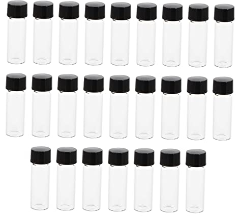 minkissy Lot de 25 fioles en verre transparent avec couvercle Carafe avec couvercles pour échantillons en verre avec couvercle pour huile essentielle