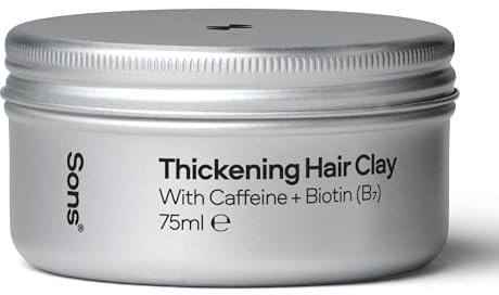 Sons Argile Capillaire Épaississante pour Homme, Pommade pour coiffer à base de Caféine & Biotine, Favorise la Pousse & l’Épaississement, Soin sans Rinçage, Anti Perte de Cheveux - 1 Mois