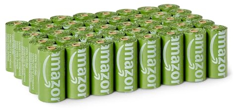 Amazon Basics Sacchetti per Escrementi e Rifiuti di Cani in Materiale Riciclato Senza Dispenser, Inodori, 600 Sacchetti (40 Confezioni da 15 Sacchetti)