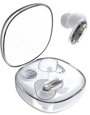 Mars Gaming MHIB2, Auriculares Bluetooth 5.4, Sonido Inmersivo, Diseño Ergonómico Semitransparente y Ultracompacto, 24 Horas Reproducción, Auriculares Inalámbricos con Estuche e Indicador LED, Blanco